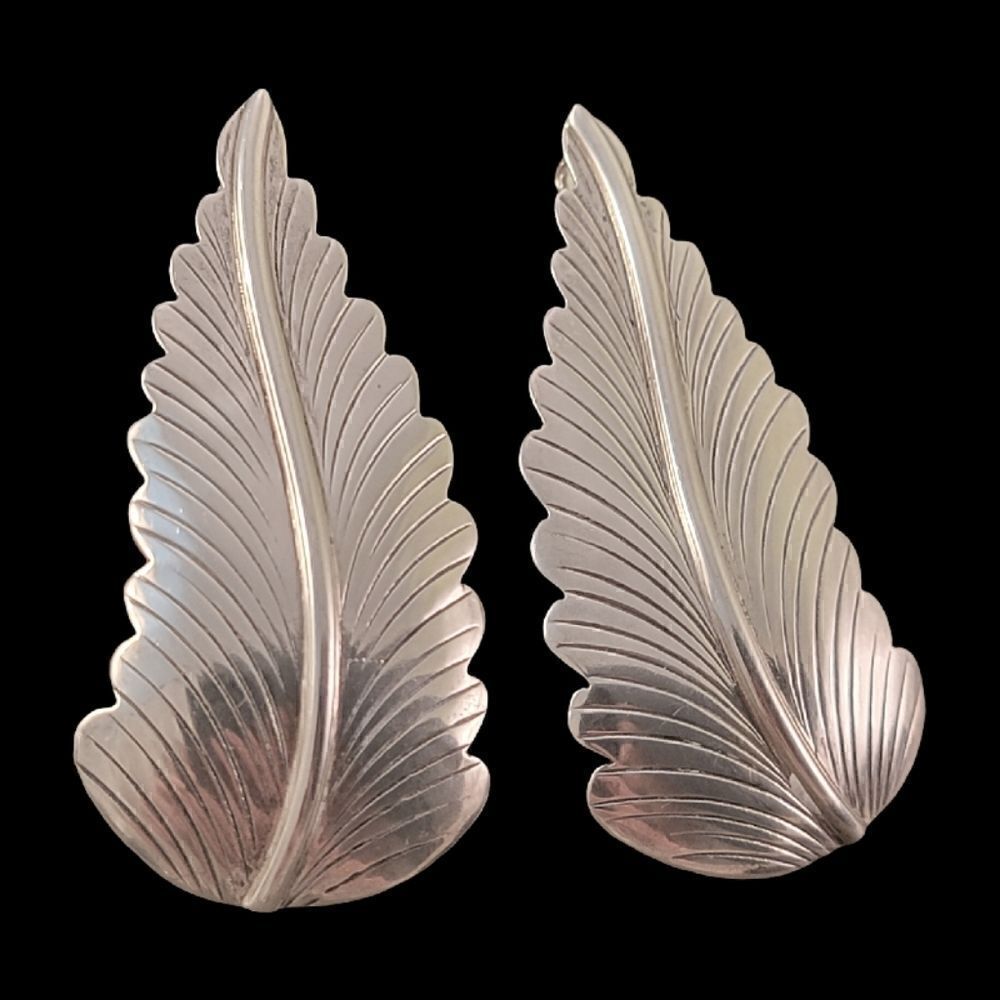 Sterling James Toadlena Navajo Statement Leaf Post Earrings